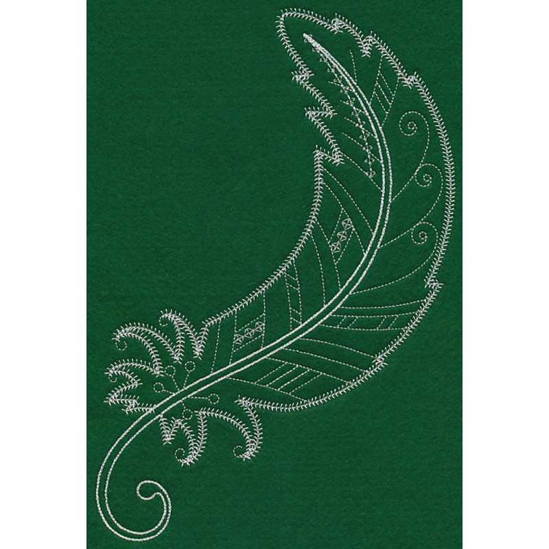 Delicate Whitework Feather|10.04″ x 6.85″ / 255.02mm x 173.99mm|8.59″ x 5.86″ / 218.19mm x 148.84mm|7.81″ x 5.32″ / 198.37mm x 135.13mm|6.86″ x 4.68″ / 174.24mm x 118.87mm|3.86″ x 2.63″ / 98.04mm x 66.8mm|All Sizes