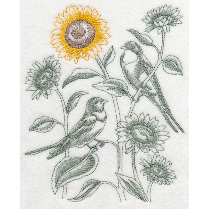 Sunflower and Barn Swallows (Toile)