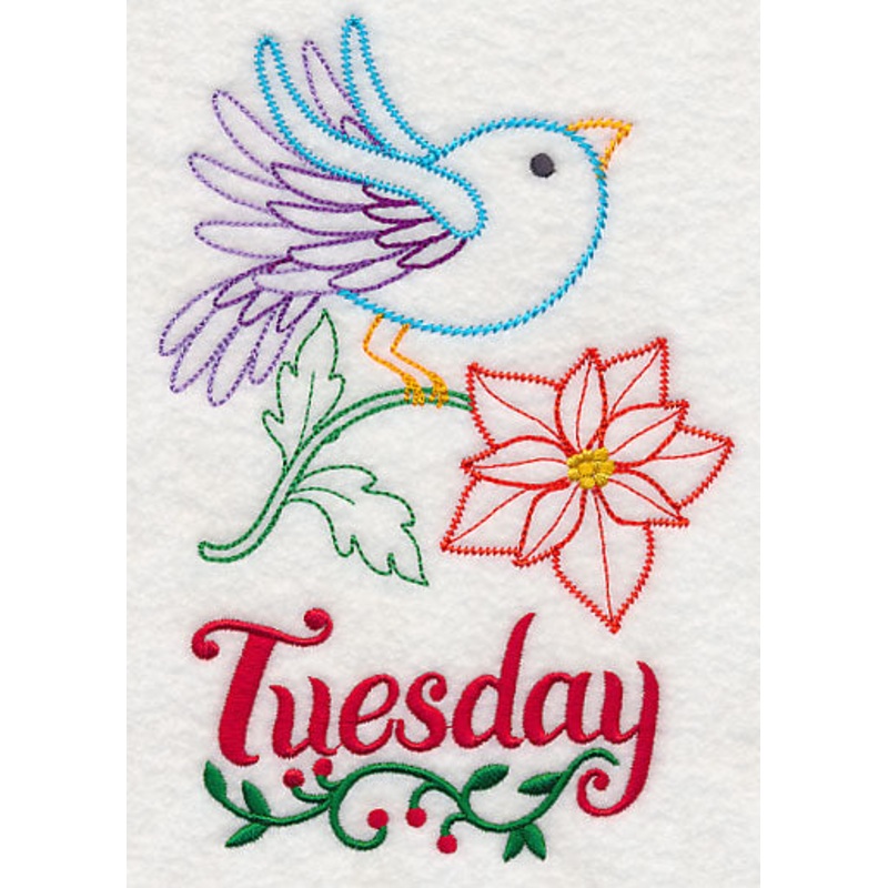 Christmas Bird with Poinsettia – Tuesday (Vintage)