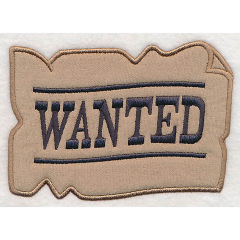 Wanted Poster (Applique)|4.85″ x 6.42″ / 123.29mm x 163.16mm|2.96″ x 3.9″ / 75.14mm x 98.97mm|All Sizes