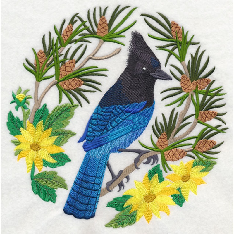 Steller’s Jay Scene|8.6″ x 8.6″ / 218.39mm x 218.43mm|7.8″ x 7.8″ / 198.05mm x 198.09mm|6.9″ x 6.91″ / 175.34mm x 175.49mm|5.85″ x 5.86″ / 148.66mm x 148.88mm|4.85″ x 4.86″ / 123.29mm x 123.42mm|All Sizes