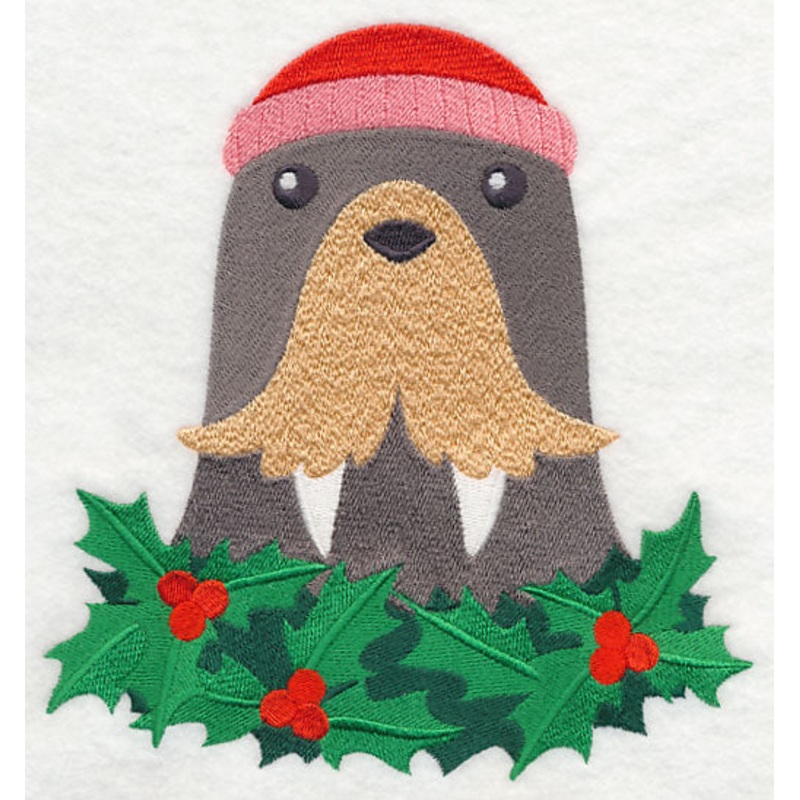 Very Merry Walrus|7.25″ x 6.85″ / 184.12mm x 173.94mm|6.17″ x 5.83″ / 156.72mm x 148.13mm|5.1″ x 4.82″ / 129.55mm x 122.51mm|3.61″ x 3.4″ / 91.63mm x 86.42mm|All Sizes