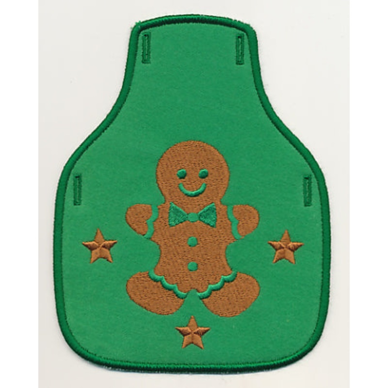 Christmas Gingerbread Stamp Bottle Apron (In-the-Hoop)