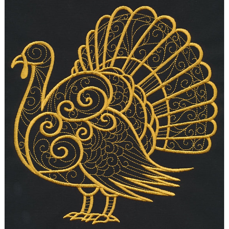 Filigree Turkey (Goldwork)|7.82″ x 7.38″ / 198.64mm x 187.46mm|7.04″ x 6.64″ / 178.74mm x 168.67mm|6.22″ x 5.87″ / 158.01mm x 149.13mm|5.14″ x 4.86″ / 130.64mm x 123.32mm|3.88″ x 3.66″ / 98.45mm x 92.93mm|All Sizes
