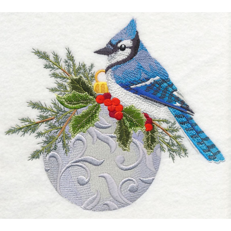 Christmas Blue Jay on Ornament