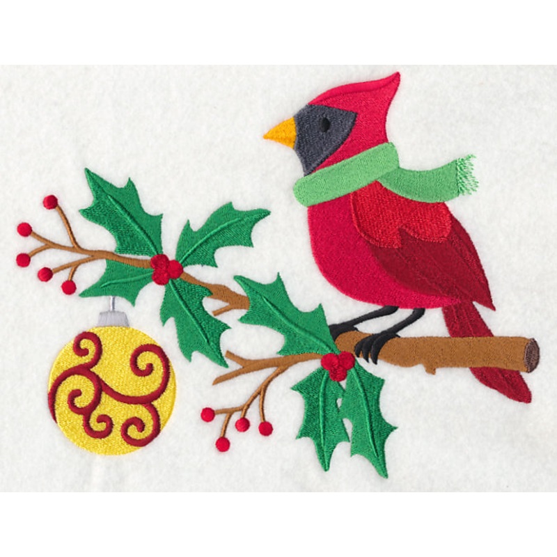 Country Christmas Cardinal on Branch