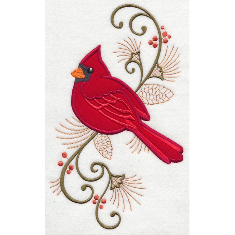 Elegant Cardinal Spray (Applique)