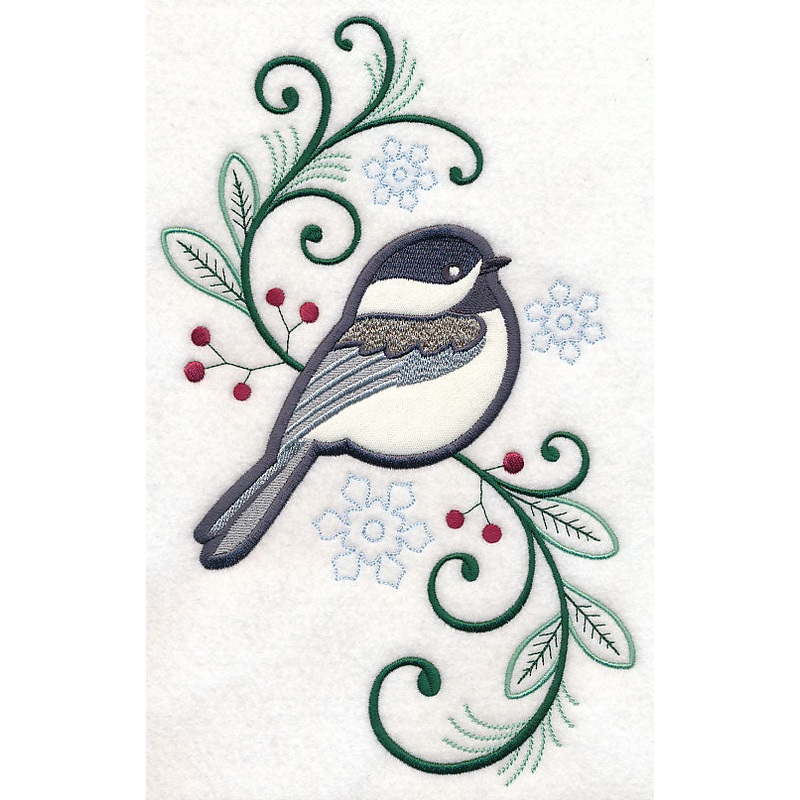 Elegant Chickadee Spray (Applique)