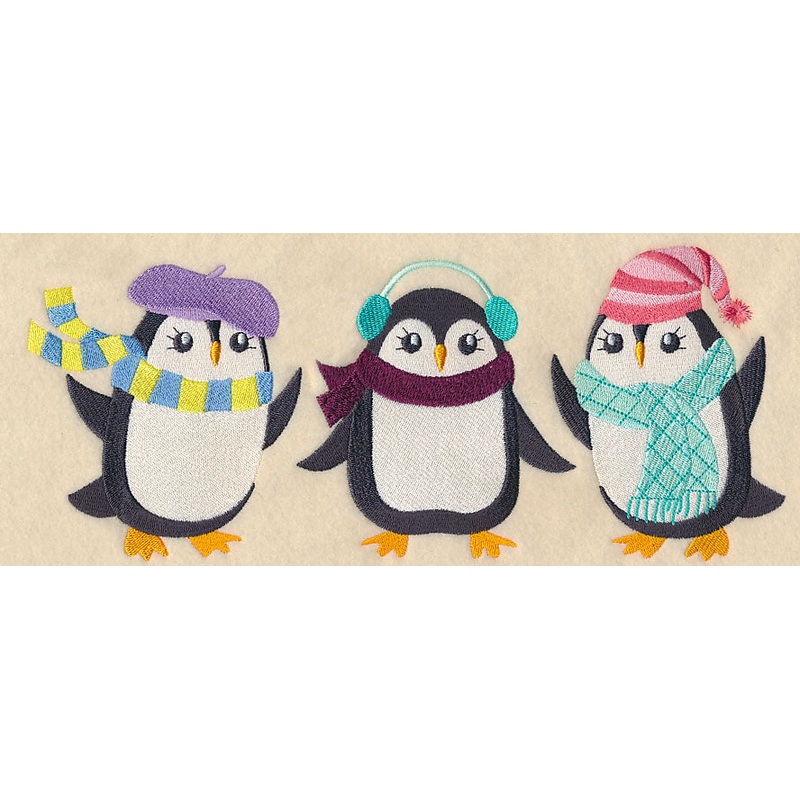 Fashion Penguins in Winter Wear