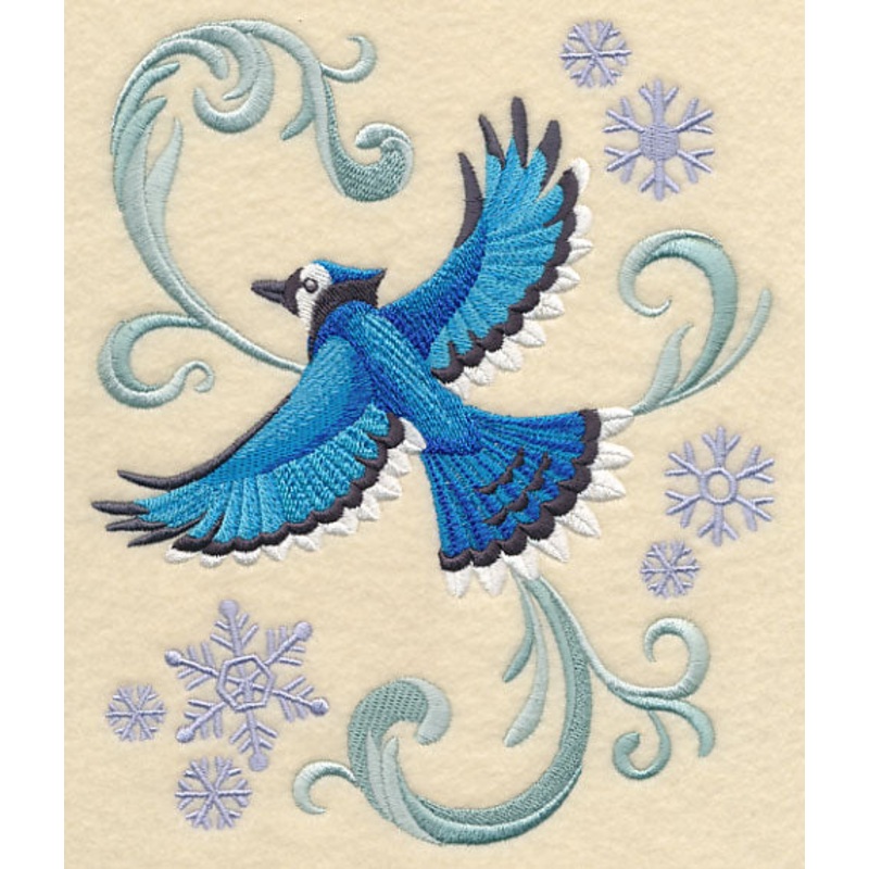 Flying Blue Jay Flourish|7.62″ x 6.33″ / 193.6mm x 160.79mm|7.06″ x 5.86″ / 179.29mm x 148.9mm|5.83″ x 4.83″ / 147.97mm x 122.78mm|All Sizes