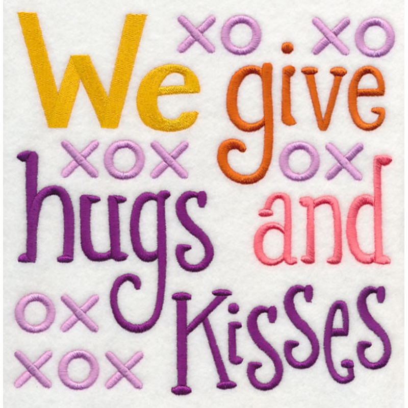 We Give Hugs & Kisses|7.81″ x 7.81″ / 198.32mm x 198.46mm|6.9″ x 6.91″ / 175.34mm x 175.46mm|5.86″ x 5.87″ / 148.92mm x 149.02mm|4.86″ x 4.86″ / 123.36mm x 123.45mm|3.86″ x 3.86″ / 98.04mm x 98.12mm|All Sizes