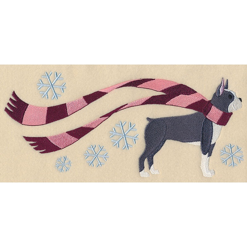 Wrapped Up In Winter Boston Terrier