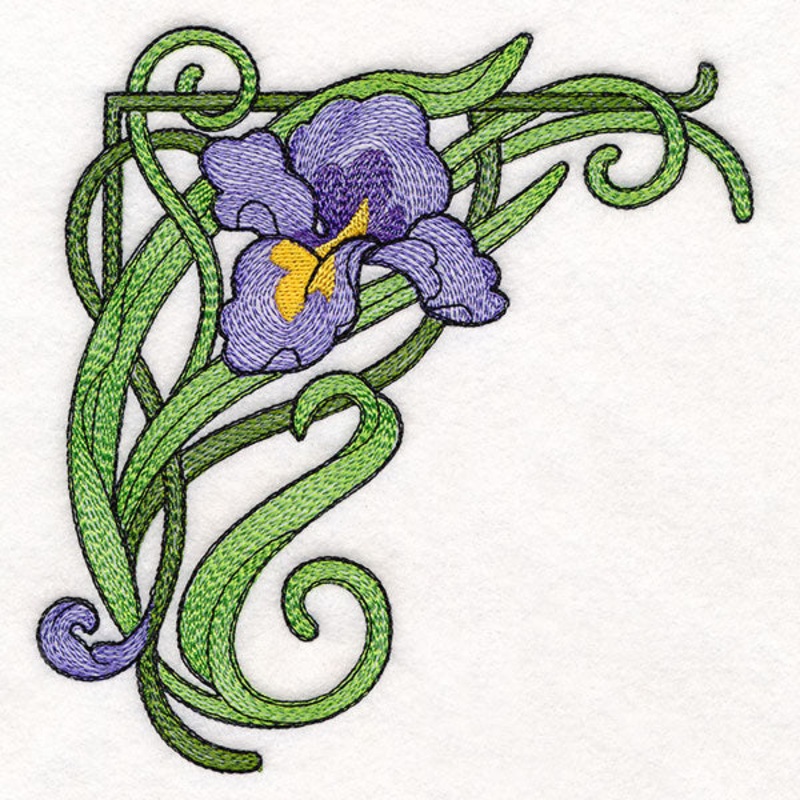 Art Nouveau Iris Corner|6.07″ x 5.85″ / 154.28mm x 148.52mm|5.04″ x 4.85″ / 127.9mm x 123.1mm|3.85″ x 3.7″ / 97.77mm x 94.1mm|All Sizes