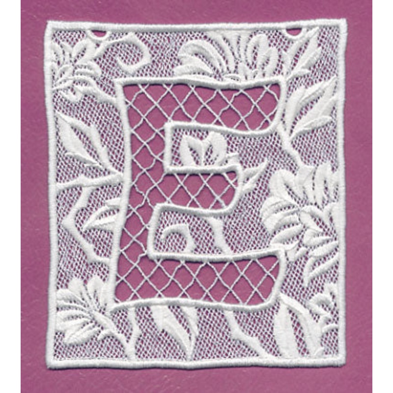 Bunting Letter E (Lace)|5.66″ x 4.87″ / 143.76mm x 123.7mm|3.9″ x 3.35″ / 99.06mm x 85.09mm|All Sizes