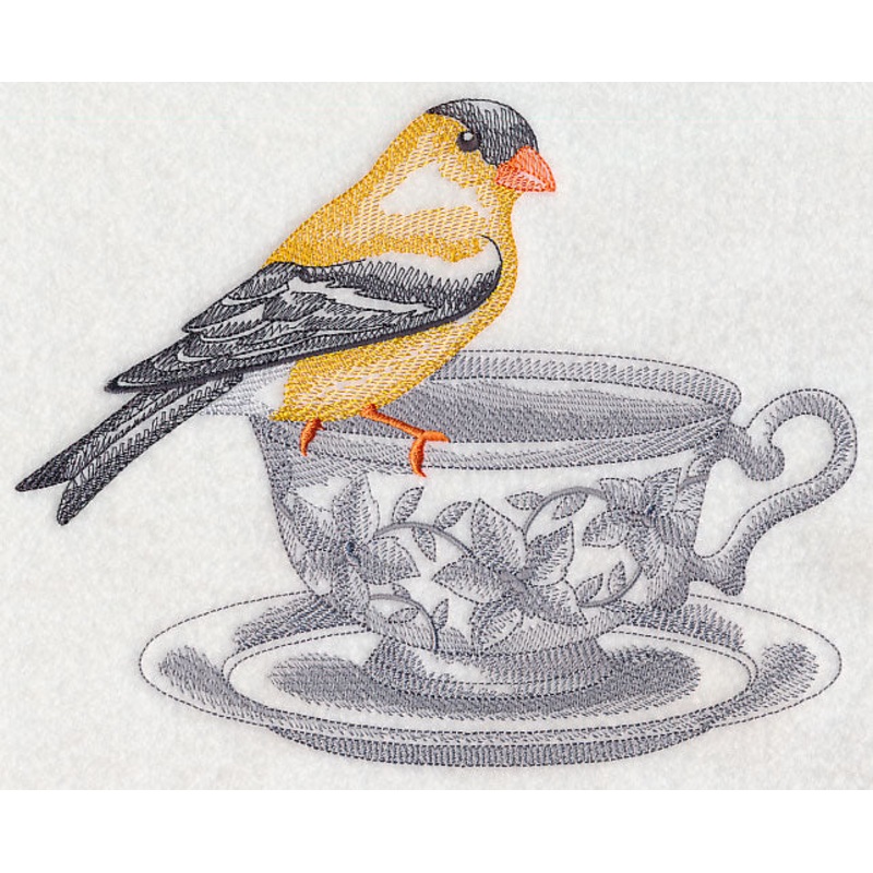 Tea Party Goldfinch (Toile)|6.9″ x 8.68″ / 175.23mm x 220.48mm|5.85″ x 7.36″ / 148.57mm x 186.91mm|4.85″ x 6.1″ / 123.13mm x 154.92mm|3.06″ x 3.85″ / 77.7mm x 97.75mm|All Sizes