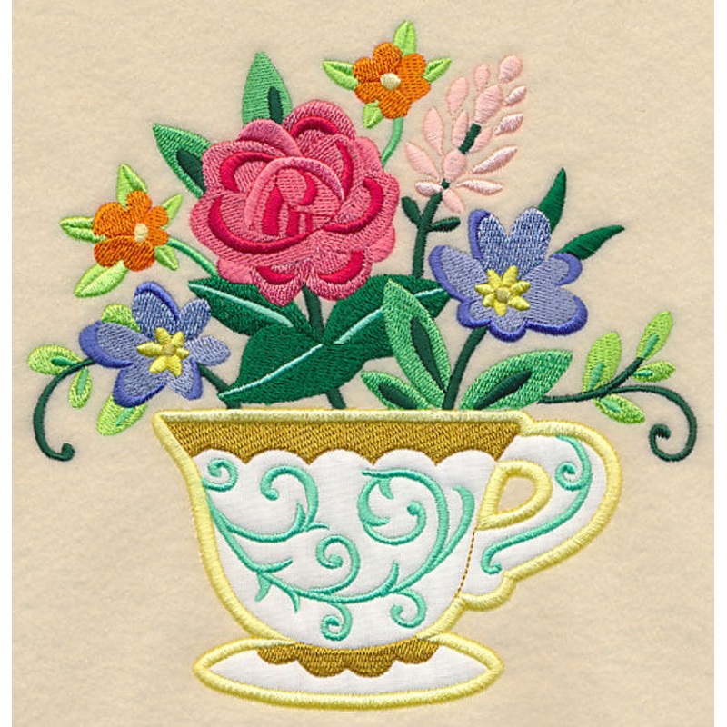 Teacup In Bloom (Applique)|7.07″ x 6.89″ / 179.64mm x 175.07mm|6.02″ x 5.86″ / 152.97mm x 148.92mm|4.99″ x 4.85″ / 126.66mm x 123.24mm|All Sizes
