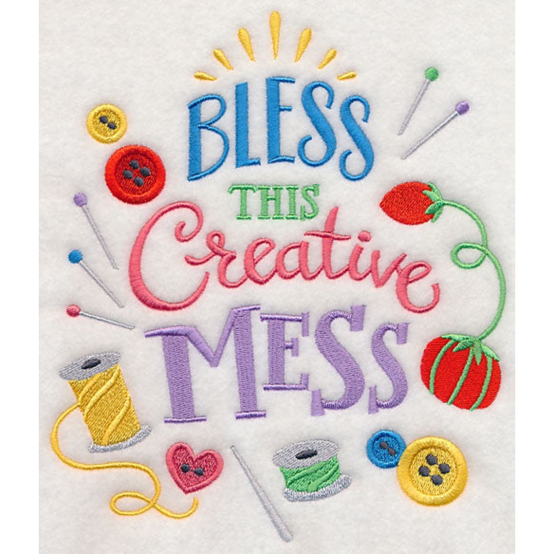 Bless This Creative Mess|7.81″ x 6.81″ / 198.27mm x 172.99mm|6.72″ x 5.87″ / 170.75mm x 149.02mm|5.57″ x 4.87″ / 141.59mm x 123.61mm|All Sizes