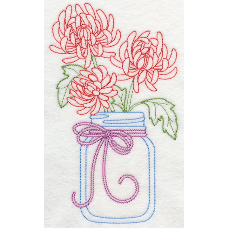 Blooming Chrysanthemums in Mason Jar (Vintage)