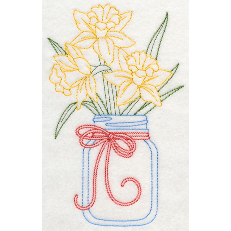 Blooming Daffodils in Mason Jar (Vintage)