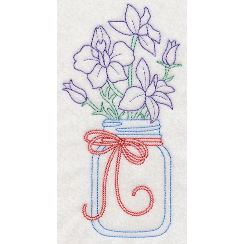 Blooming Larkspurs in Mason Jar (Vintage)