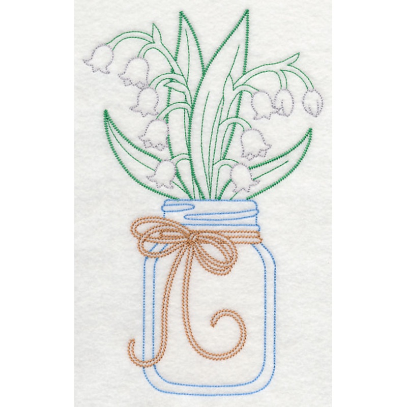 Blooming Lily of the Valley in Mason Jar (Vintage)