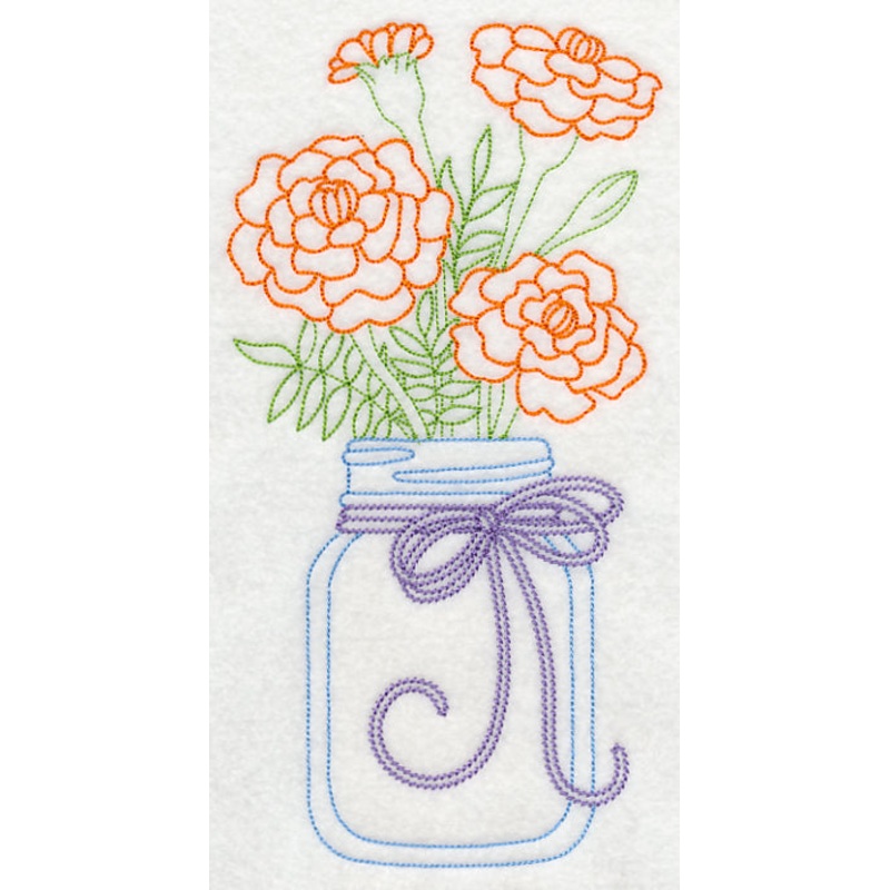 Blooming Marigolds in Mason Jar (Vintage)