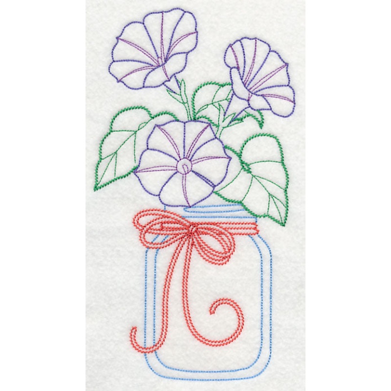 Blooming Morning Glories in Mason Jar (Vintage)