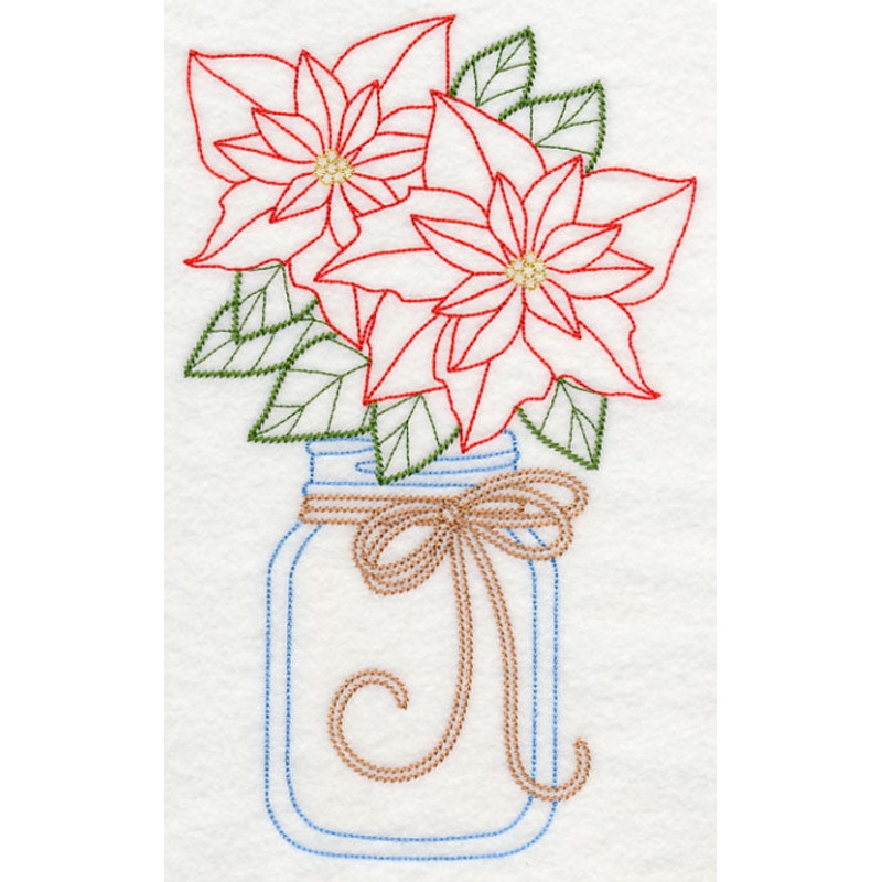 Blooming Poinsettias in Mason Jar (Vintage)