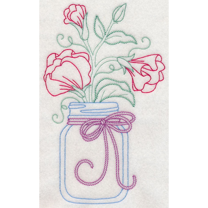 Blooming Sweet Peas in Mason Jar (Vintage)