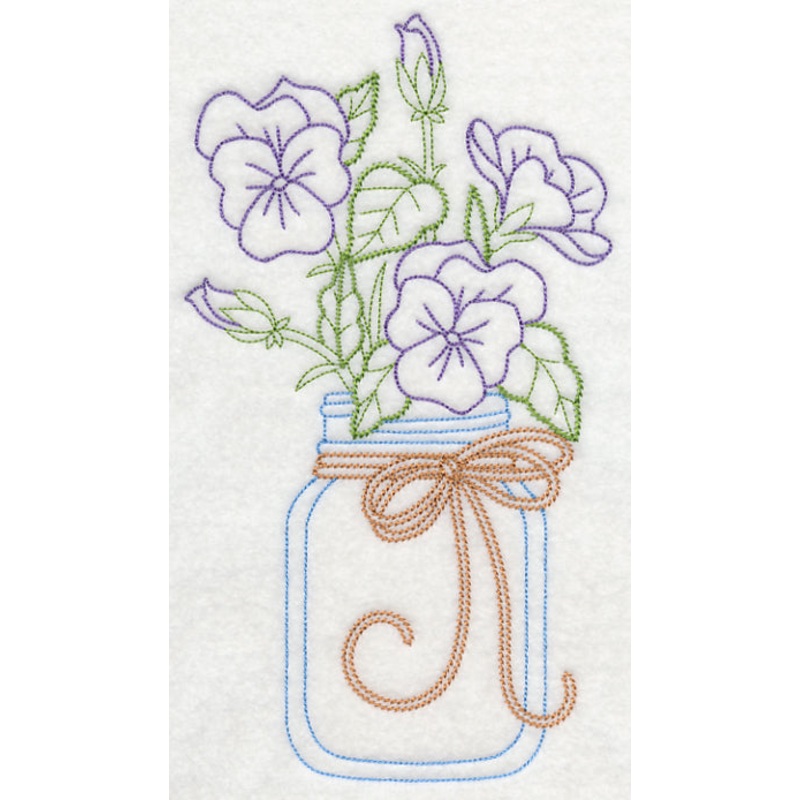 Blooming Violas in Mason Jar (Vintage)