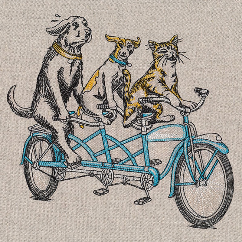 Cruisin’ Pets on a Tandem|6.88″ x 7.37″ / 174.75mm x 187.3mm|5.85″ x 6.27″ / 148.59mm x 159.26mm|4.85″ x 5.19″ / 123.15mm x 131.94mm|All Sizes