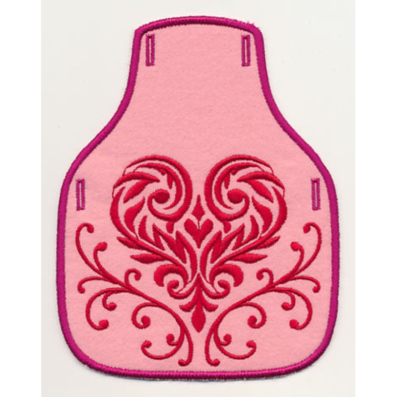 Damask Heart Bottle Apron (In-the-Hoop)