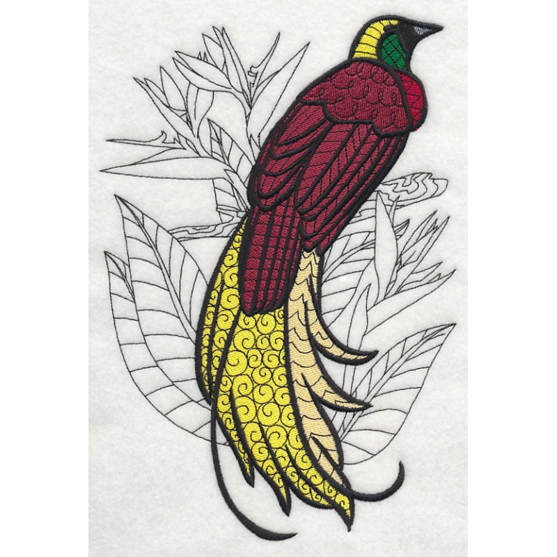 Bird of Paradise with Flowers (Blackwork)