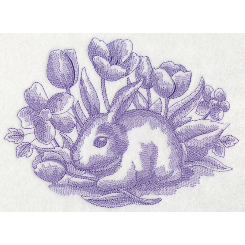 Bunny In Tulips (Toile)|6.88″ x 9.46″ / 174.68mm x 240.16mm|5.66″ x 7.78″ / 143.71mm x 197.61mm|4.84″ x 6.66″ / 122.97mm x 169.05mm|2.8″ x 3.85″ / 71.15mm x 97.79mm|All Sizes