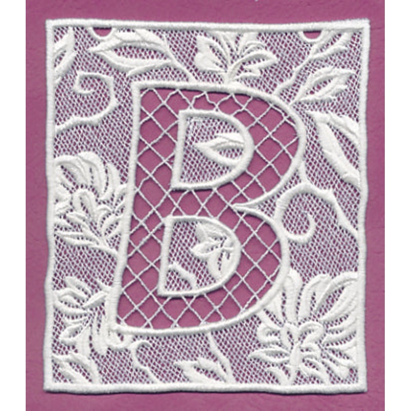 Bunting Letter B (Lace)|5.67″ x 4.87″ / 144mm x 123.62mm|3.9″ x 3.35″ / 99.03mm x 85.1mm|All Sizes