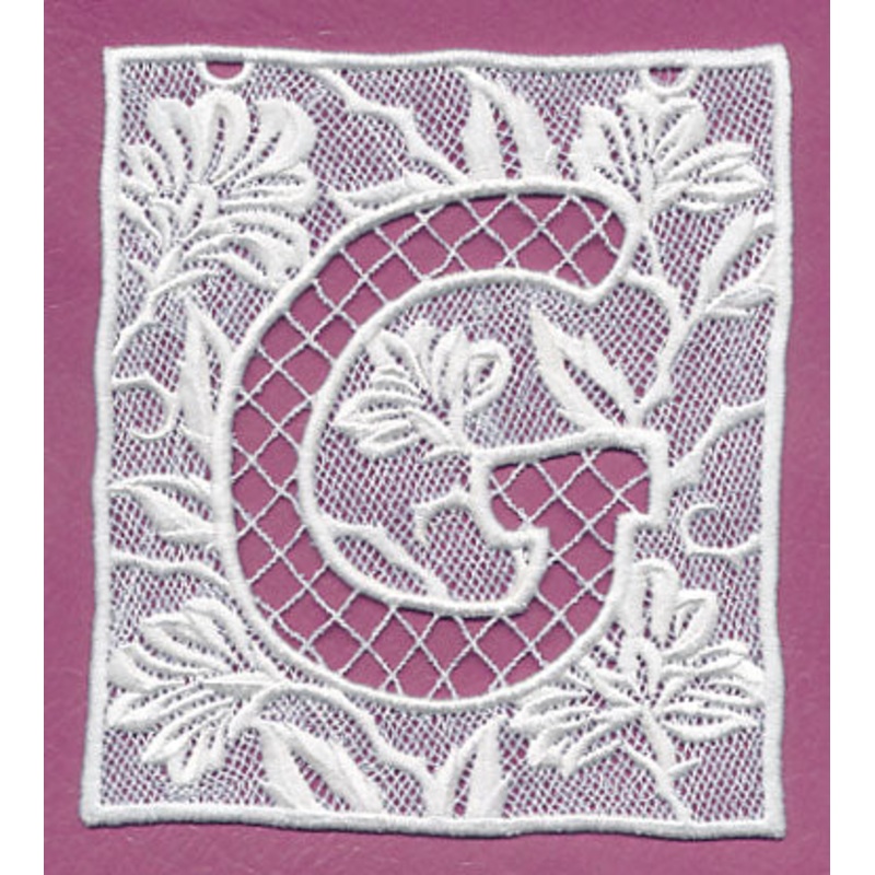 Bunting Letter G (Lace)|5.67″ x 4.87″ / 144.1mm x 123.78mm|3.9″ x 3.35″ / 99.13mm x 85.17mm|All Sizes