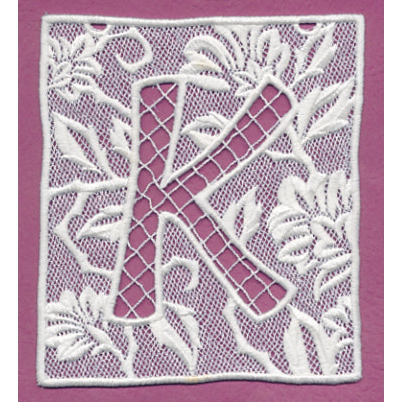 Bunting Letter K (Lace)|5.67″ x 4.87″ / 143.93mm x 123.77mm|3.9″ x 3.35″ / 99mm x 85.12mm|All Sizes