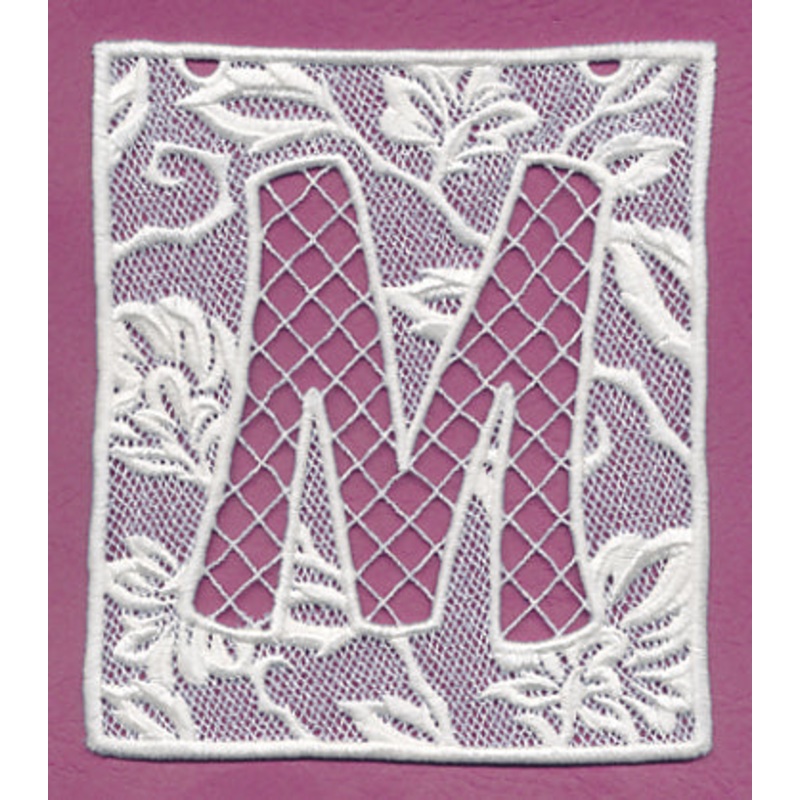Bunting Letter M (Lace)|5.67″ x 4.87″ / 144mm x 123.62mm|3.9″ x 3.35″ / 99.03mm x 85.1mm|All Sizes