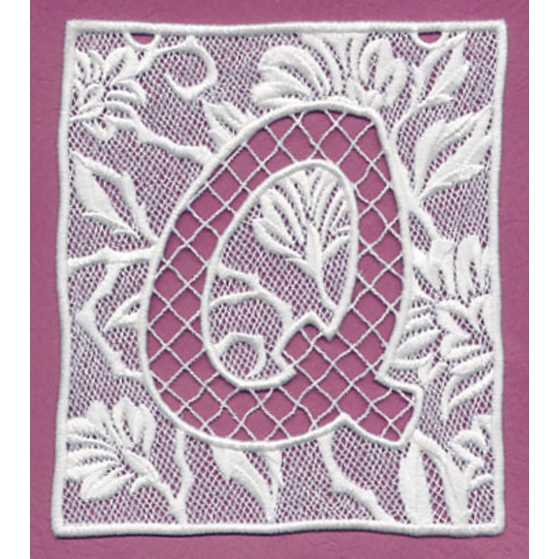 Bunting Letter Q (Lace)|5.67″ x 4.87″ / 143.93mm x 123.77mm|3.9″ x 3.35″ / 99mm x 85.12mm|All Sizes
