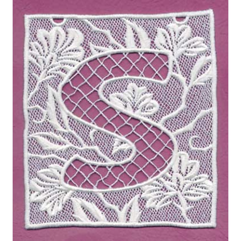 Bunting Letter S (Lace)|5.67″ x 4.87″ / 144.1mm x 123.78mm|3.9″ x 3.35″ / 99.13mm x 85.17mm|All Sizes