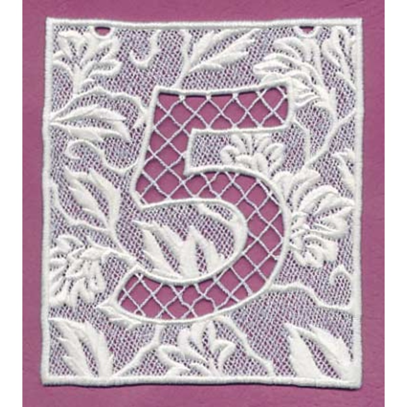 Bunting Number 5 (Lace)|5.67″ x 4.87″ / 144.08mm x 123.71mm|3.9″ x 3.35″ / 99.11mm x 85.14mm|All Sizes