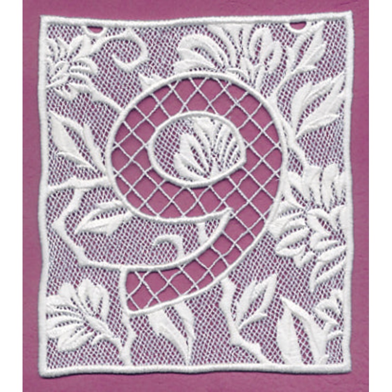 Bunting Number 9 (Lace)|5.66″ x 4.87″ / 143.83mm x 123.77mm|3.9″ x 3.35″ / 98.95mm x 85.12mm|All Sizes