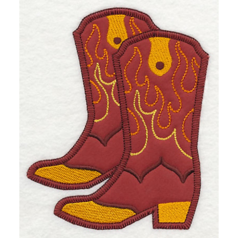 Cowboy Boot Pair with Flames (Heirloom Applique)