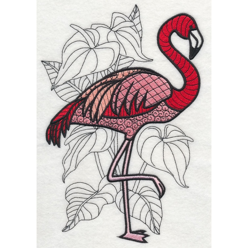 Flamingo with Anthurium (Blackwork)