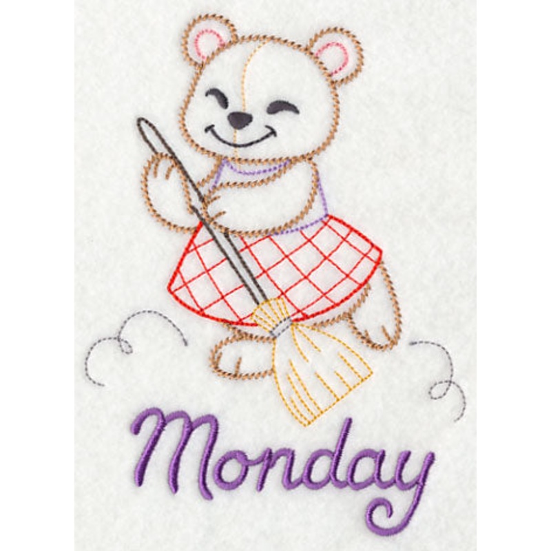 Teddy Bear Cleans on Monday (Vintage)