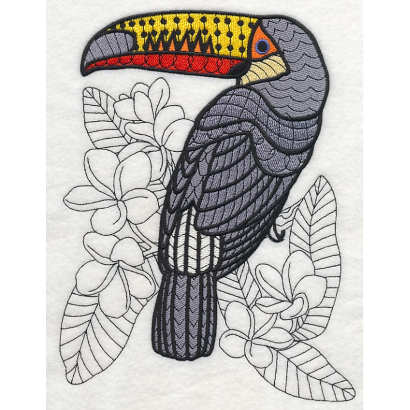 Toucan with Frangipani (Blackwork)
