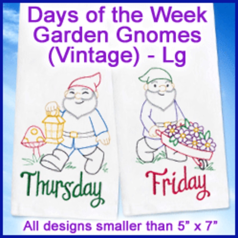 A Days of the Week Garden Gnomes (Vintage) Design Pack