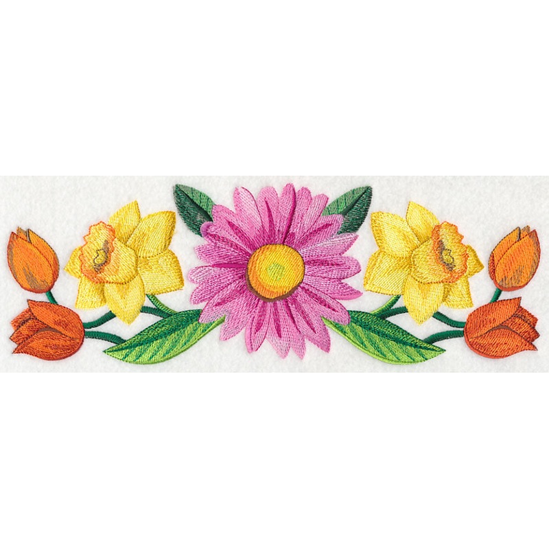 Bright Flower Border in Watercolor
