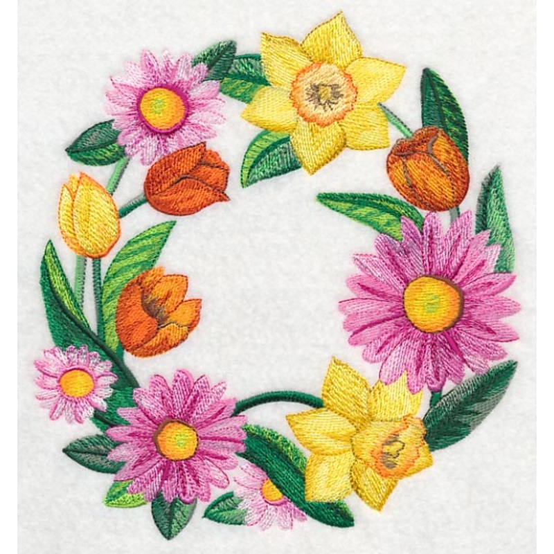 Bright Flower Wreath in Watercolor