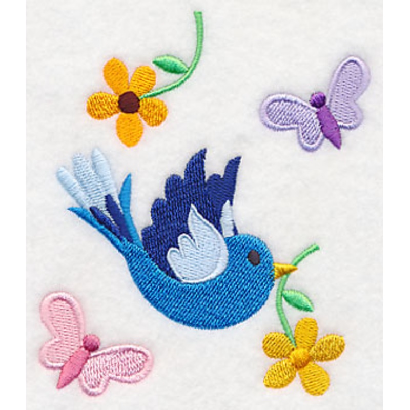 Bird and Butterflies with Flowers
